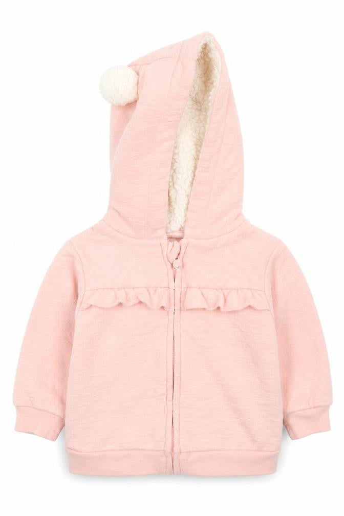 Front view of Primark girls’ pink jacket, size 6-9, months