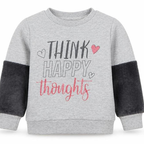 Pep&Co Girls Grey   Pullover Sweatshirt Size 2-3 Years  - Think Happy Thoughts