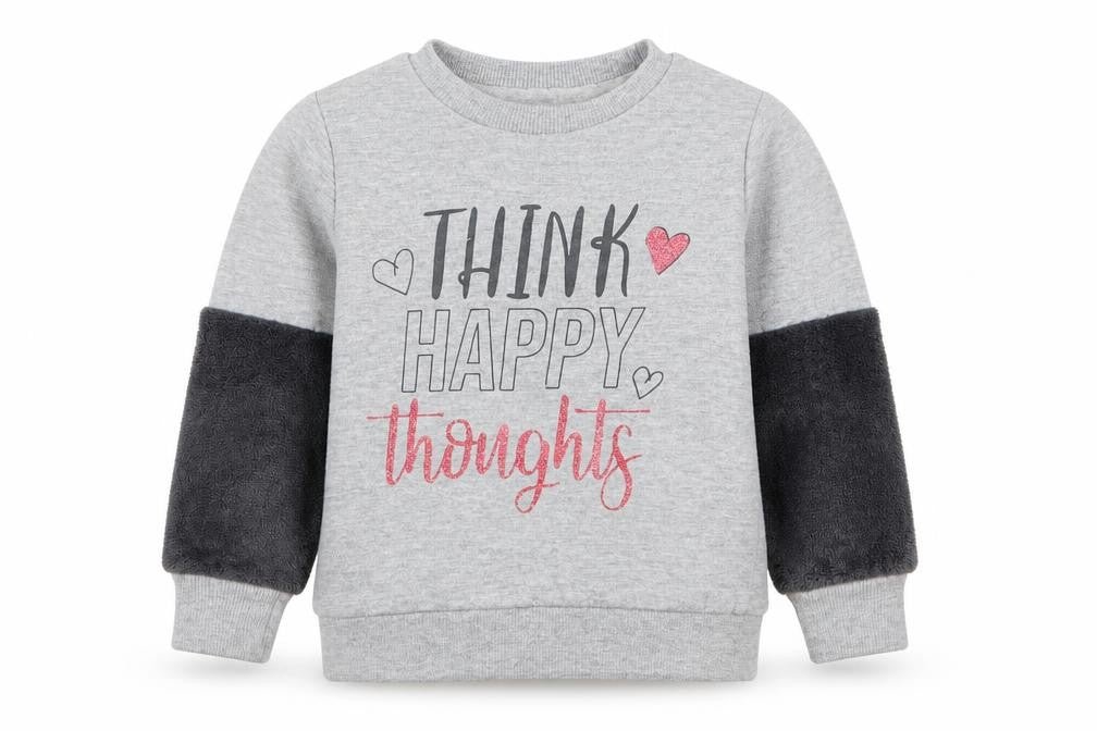 Pep&Co Girls Grey   Pullover Sweatshirt Size 2-3 Years  - Think Happy Thoughts