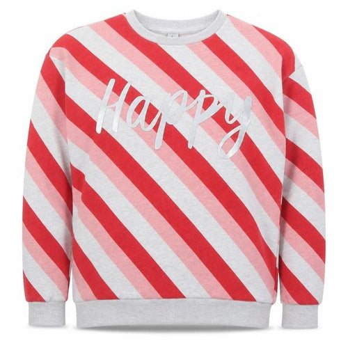 TU Girls Red Striped  Pullover Sweatshirt Size 12 Years  - Happy
