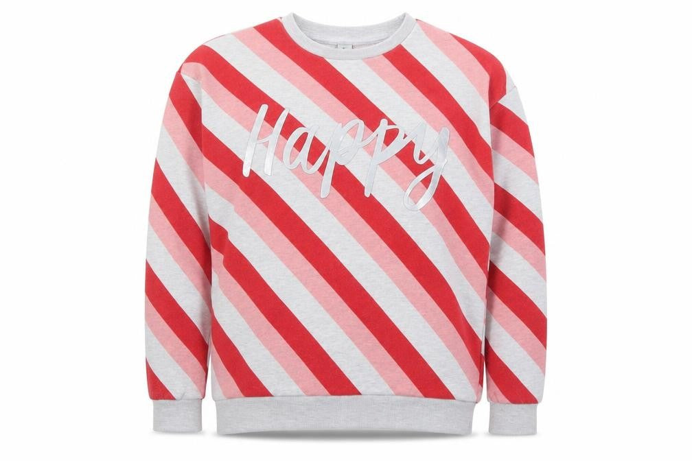TU Girls Red Striped  Pullover Sweatshirt Size 12 Years  - Happy