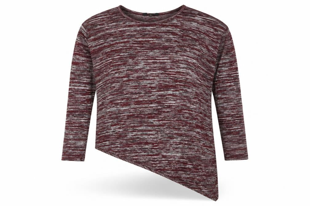 Front view of New Look women’s red basic t-shirt, size UK 10, - asymmetric hem