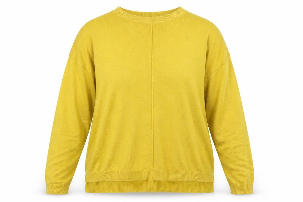 Front view of Marks & Spencer women’s yellow knit jumper, size M