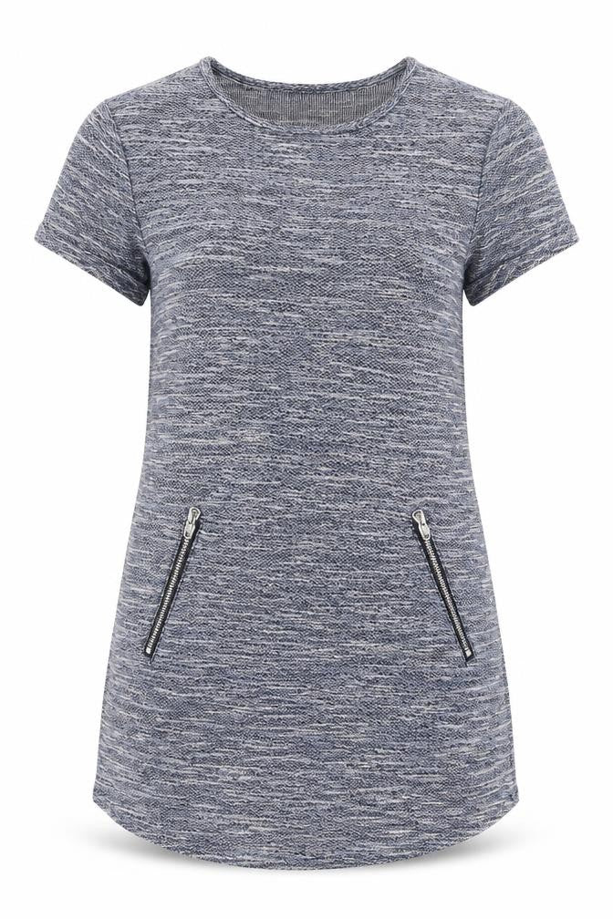 Front view of New Look women’s blue knit jumper, size UK 12, - long