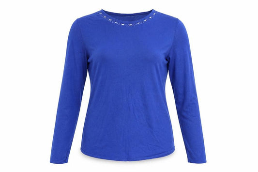 Front view of Pure & Natural women’s blue basic blouse, size UK 16