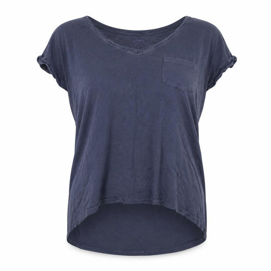 Front view of AJC women’s blue basic t-shirt, size UK 20