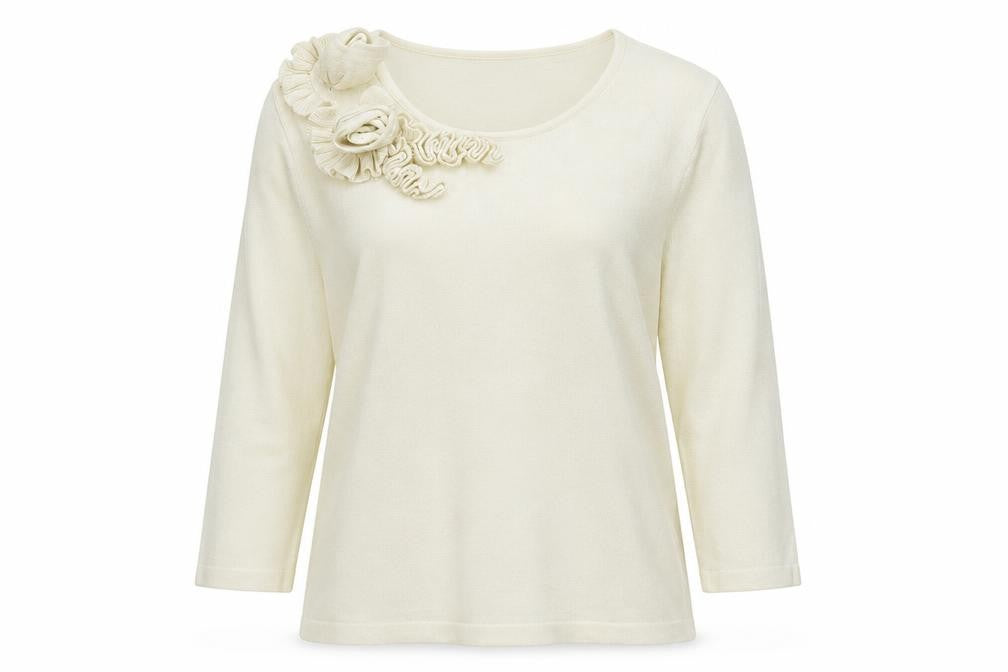 Front view of Soon women’s ivory knit jumper, size UK 14