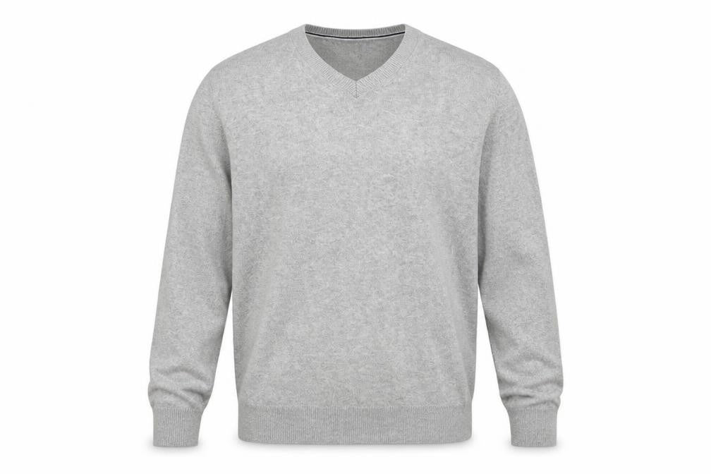 Front view of Gap men’s grey knit jumper, size M