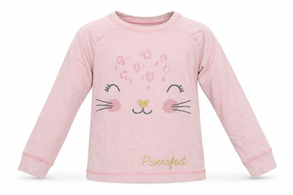 Front view of Matalan girls’ pink pullover sweatshirt, size 4-5, years