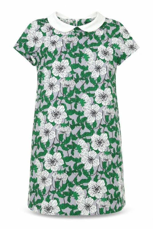 Front view of Atmosphere women’s green floral shift, size UK 8