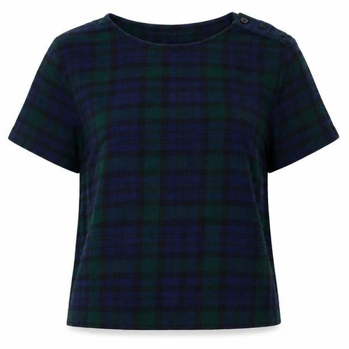 Jack Wills Womens Blue Check  Basic T-Shirt Size 6