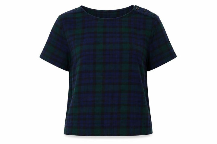 Jack Wills Womens Blue Check  Basic T-Shirt Size 6