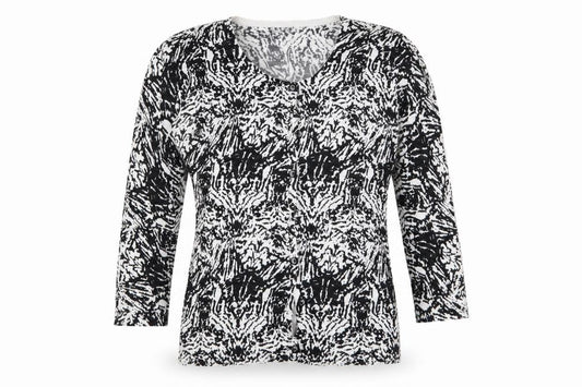 Front view of F&F women’s multicoloured geometric cardigan jumper, size UK 8