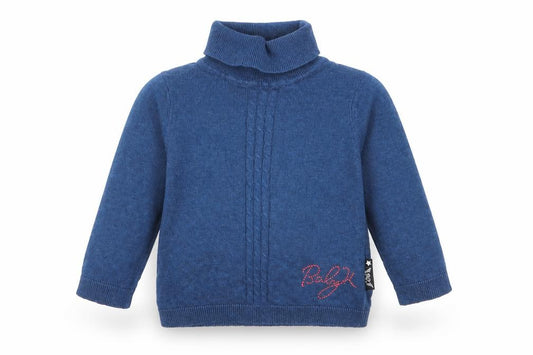 Front view of babyk girls’ blue basic t-shirt, size 9-12, months