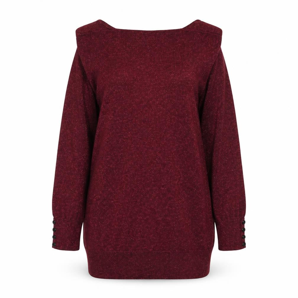 Front view of M&Co women’s purple jumper, size UK 14