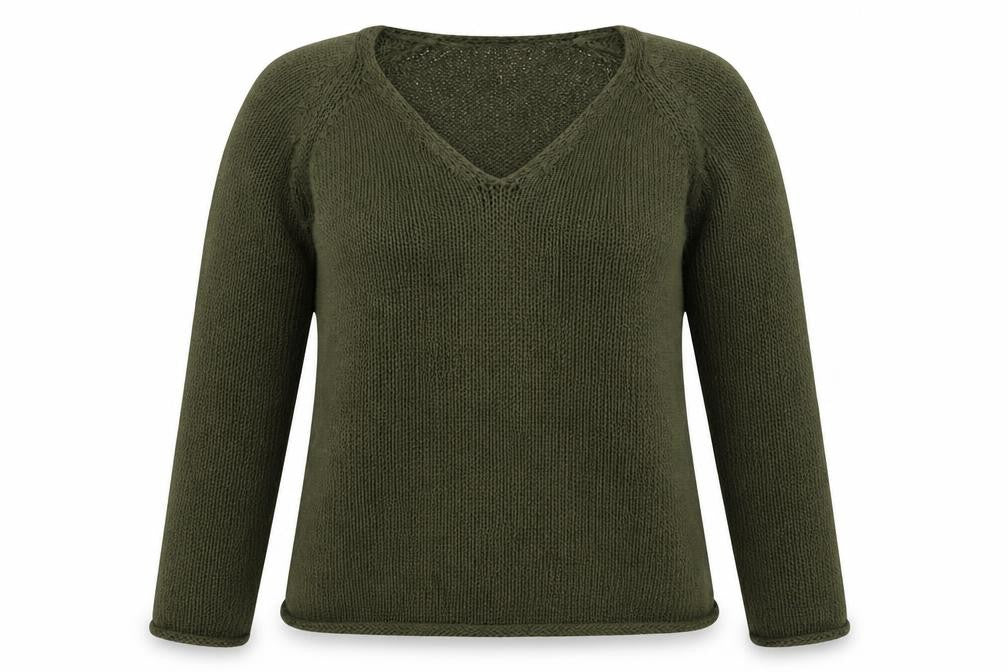 Front view of H&M women’s green knit jumper, size S