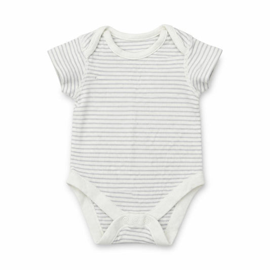 Front view of Marks & Spencer Baby Grey Animal Print Babygrow One-Piece, size 0-3, Months