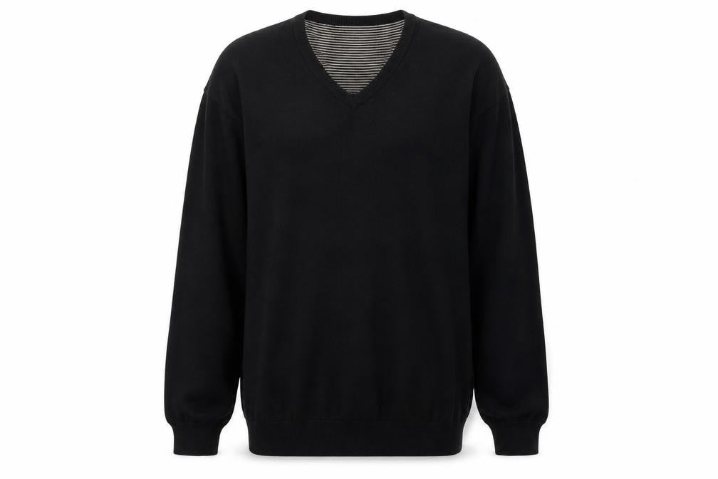 Front view of Aspen&Court men’s black pullover sweatshirt, size L