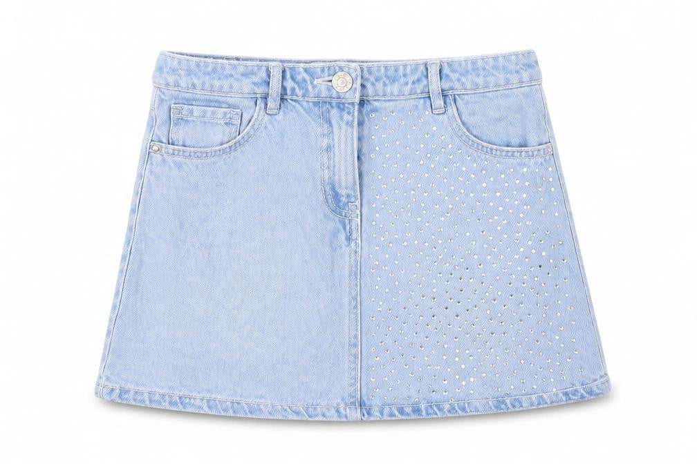 Front view of Next girls’ blue a-line skirt, size 9, years