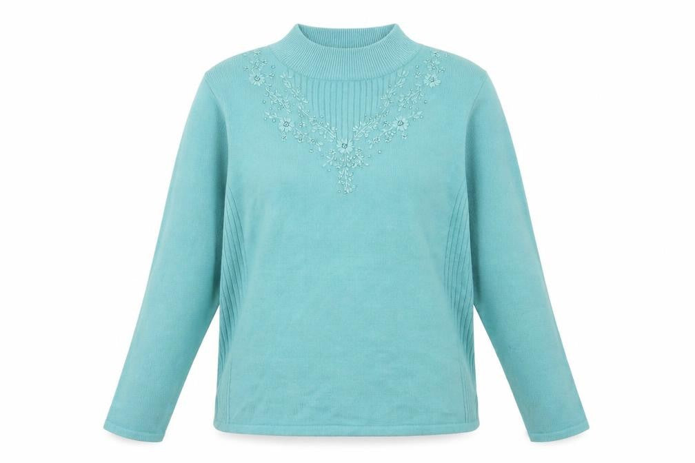 Front view of Ann Marie women’s blue jumper, size M
