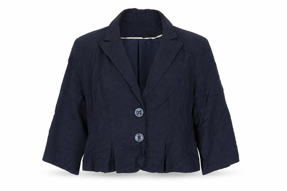 Front view of Debenhams women’s blue jacket blazer, size UK 12