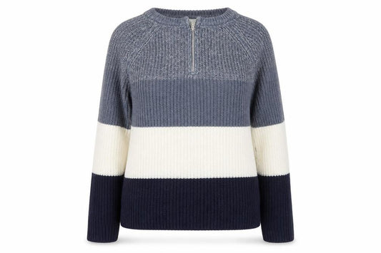 Front view of Matalan women’s multicoloured striped jumper, size S