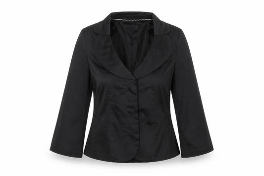 Front view of Coast women’s black jacket suit, size UK 10