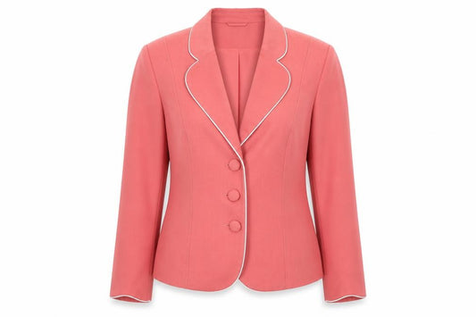 Front view of Essentials Collection women’s pink jacket suit jacket, size UK 14