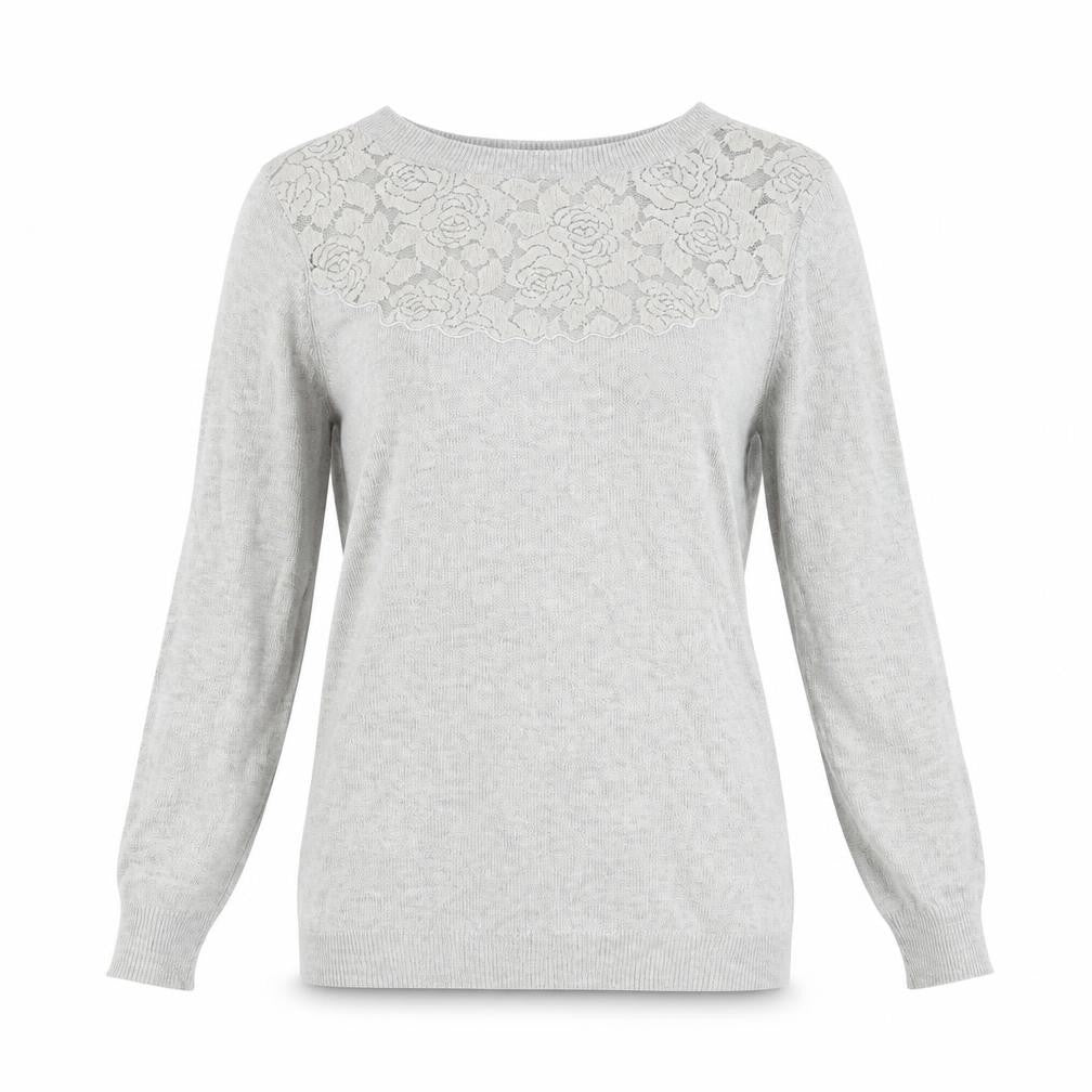 Dorothy Perkins Womens Grey  Knit Pullover Jumper Size 8  - Floral neckline