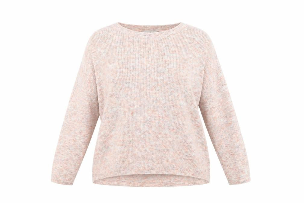 Front view of morrisons women’s pink knit pullover sweatshirt, size UK 18