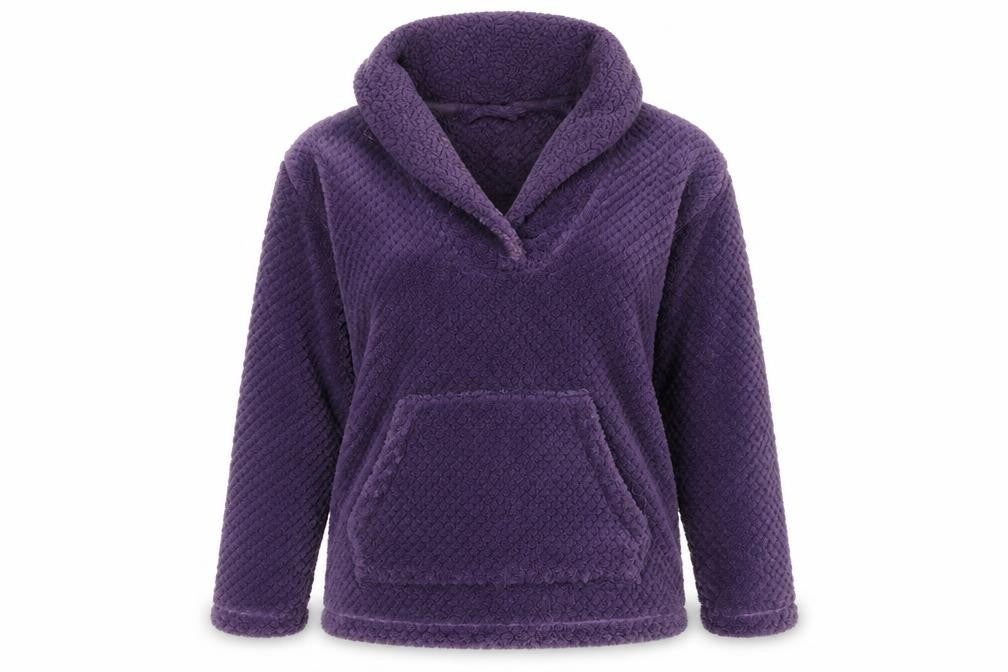 Front view of Nutmeg women’s purple jumper, size UK 8, - pj top