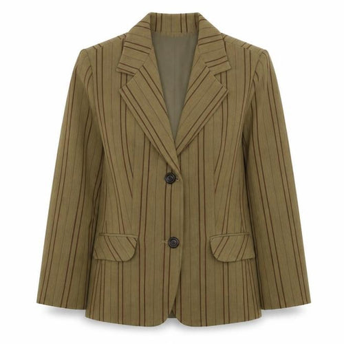 bruxelas Womens Brown Striped  Jacket Blazer Size 38  - 30inch chest