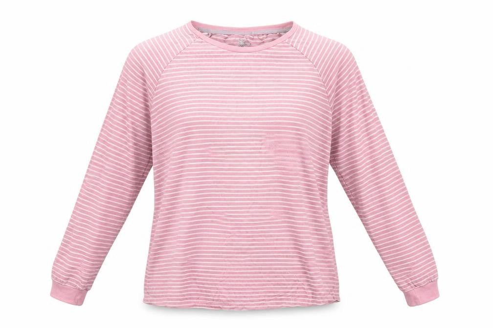 Front view of Primark women’s pink striped jumper, size M