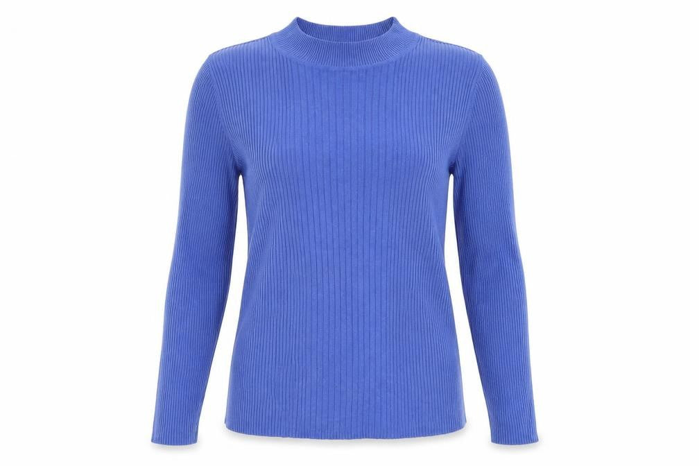 Front view of Marks & Spencer women’s blue jumper, size UK 10