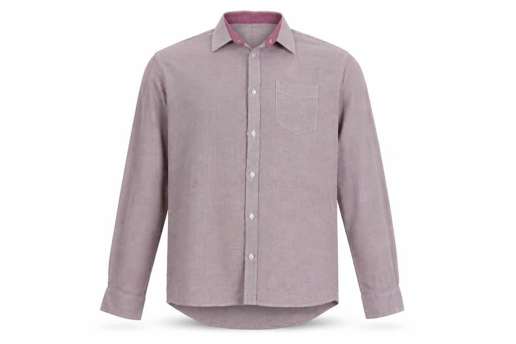 Front view of F&F men’s red check button-up, size 16.5