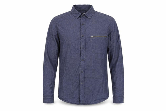 Front view of Topman men’s blue check button-up, size M