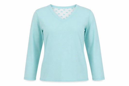 Front view of F&F women’s blue henley jumper, size UK 12