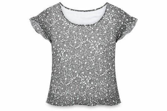 Front view of Special Collection women’s grey geometric basic t-shirt, size UK 12