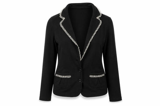 Front view of M Butterfly women’s black cardigan jumper, size S