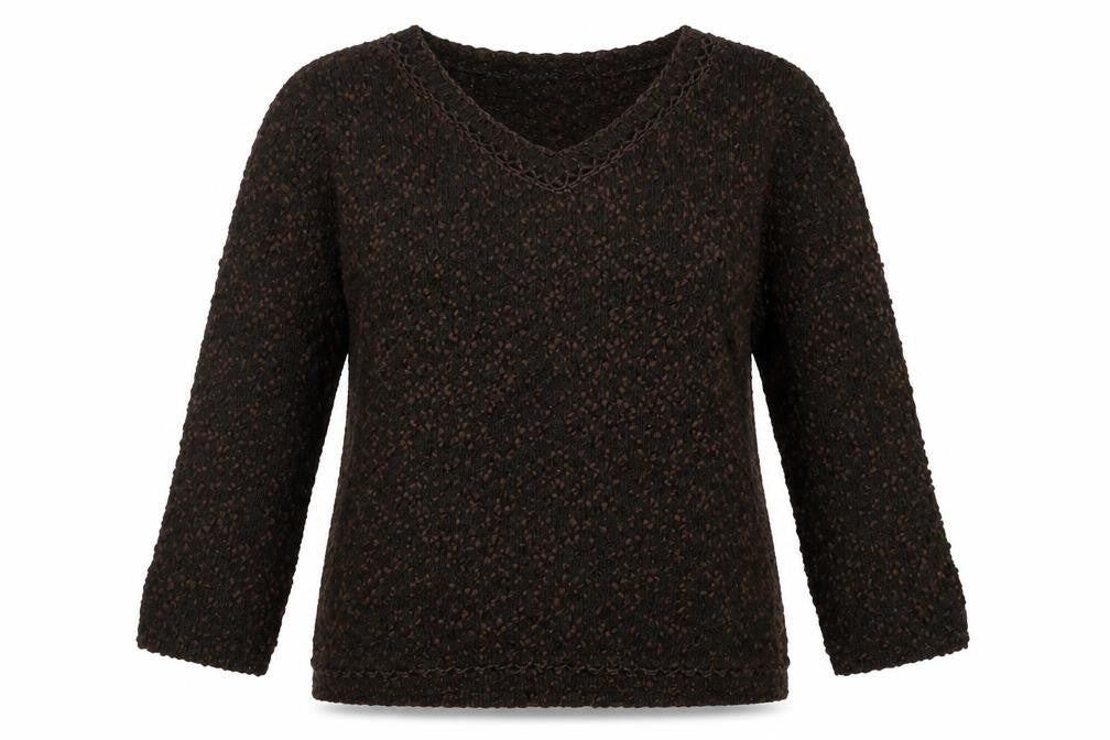 Front view of tayberry women’s brown henley jumper, size L
