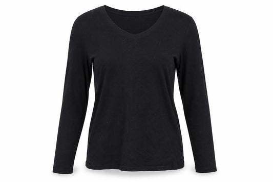 Front view of Sonoma women’s black basic t-shirt, size M