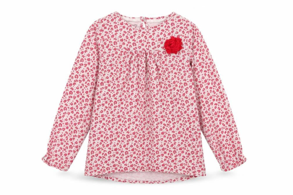 Front view of Vertbaudet girls’ multicoloured animal print basic t-shirt, size 8, years