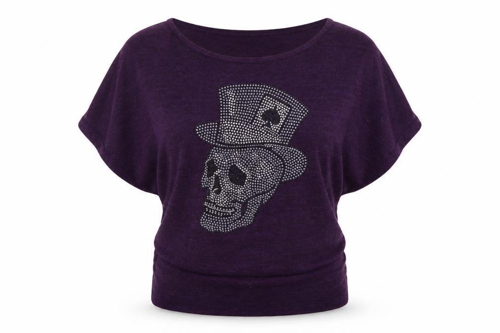 Front view of Style women’s purple geometric jumper, size UK 16