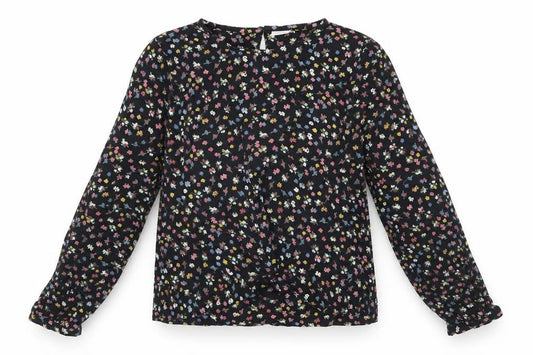 Front view of Next girls’ black floral basic blouse, size 10, years