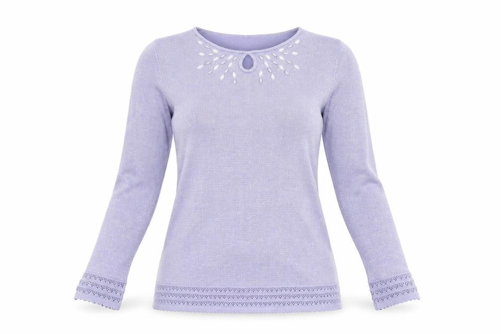 Front view of Bonmarché women’s purple jumper, size S