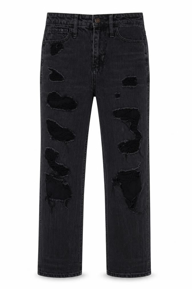 Hollister Girls Black   Straight Jeans  - Distressed Jeans