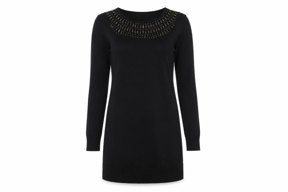 Front view of Marks & Spencer women’s black a-line, size UK 10
