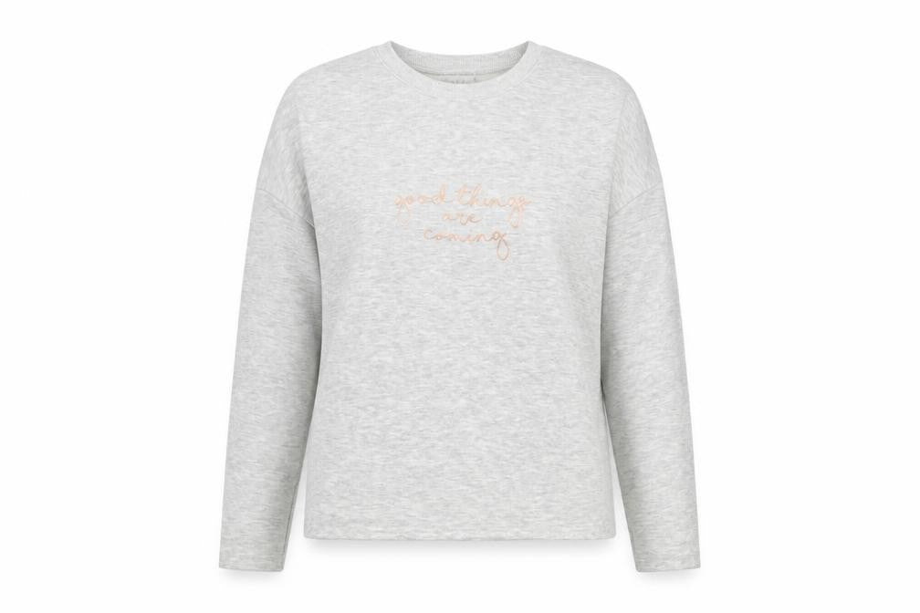 Front view of Papaya women’s grey jumper, size M