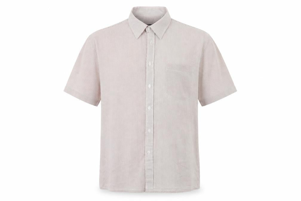 Front view of charles m men’s red check button-up, size XL