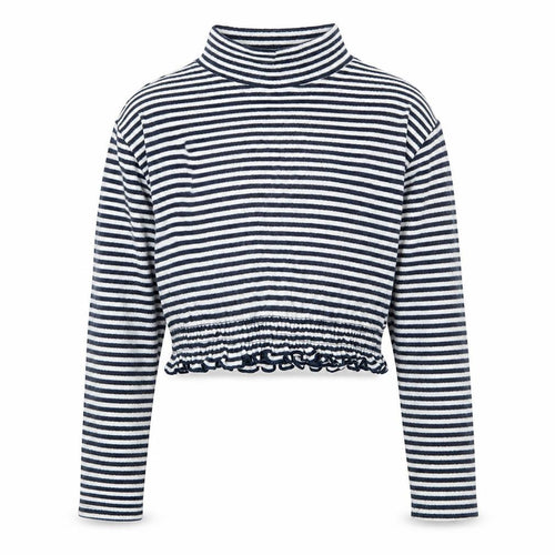 NEXT Girls Blue Striped  Cropped T-Shirt Size 8 Years